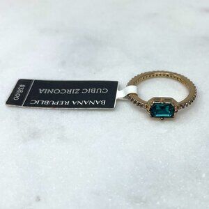 Banana Republic NWT Emerald & Faux Diamond Encrusted Ring, Size 6